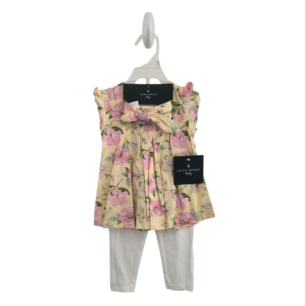 Laura Ashley Baby Yellow And Pink Floral 3 Piece Set 12M